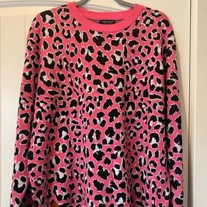Simply Southern Hot Pink Leopard Sweater XXL NWT